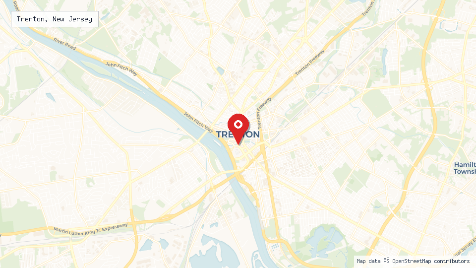 Street map of Trenton, New Jersey with location pin