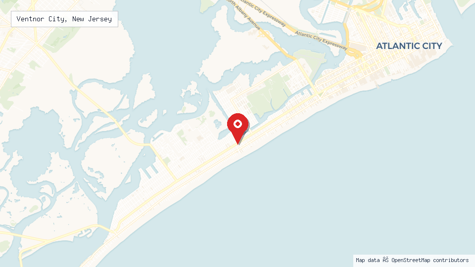 Street map of Ventnor City, New Jersey with location pin