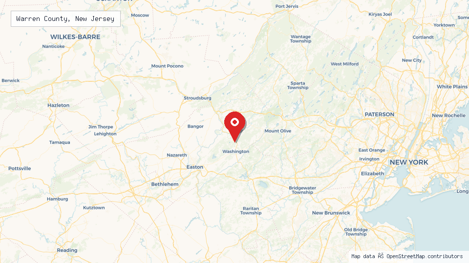 Street map of Warren County, New Jersey with location pin