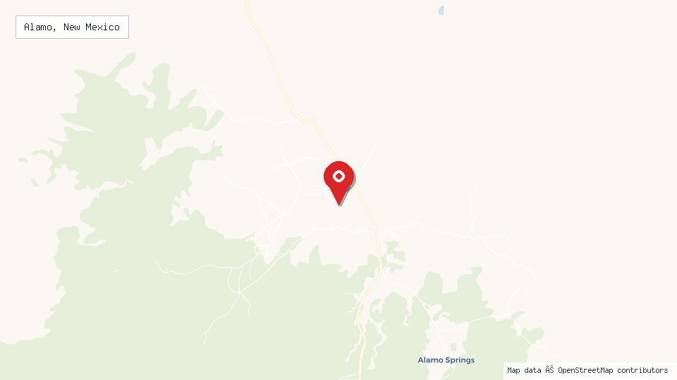 Street map of Alamo, New Mexico with location pin