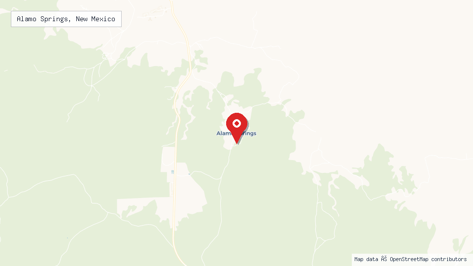 Street map of Alamo Springs, New Mexico with location pin