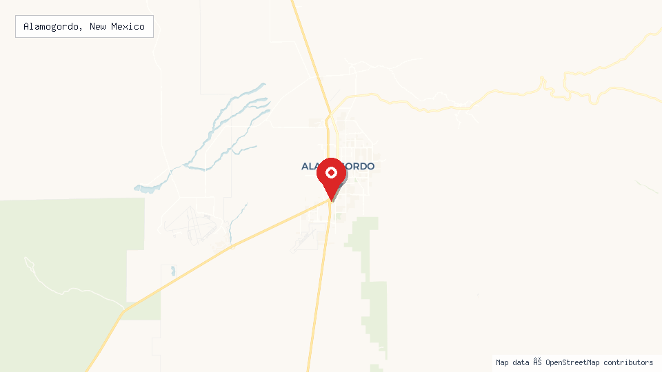 Street map of Alamogordo, New Mexico with location pin