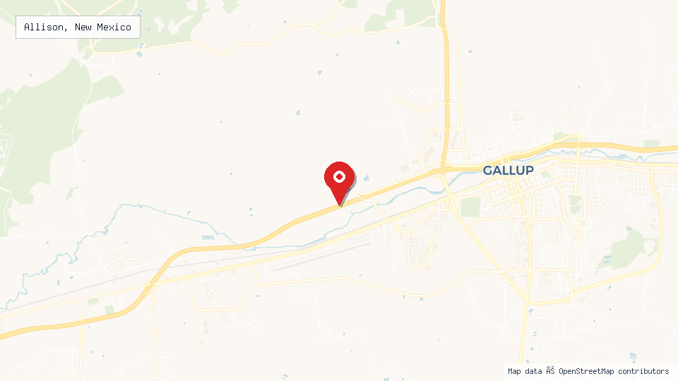 Street map of Allison, New Mexico with location pin