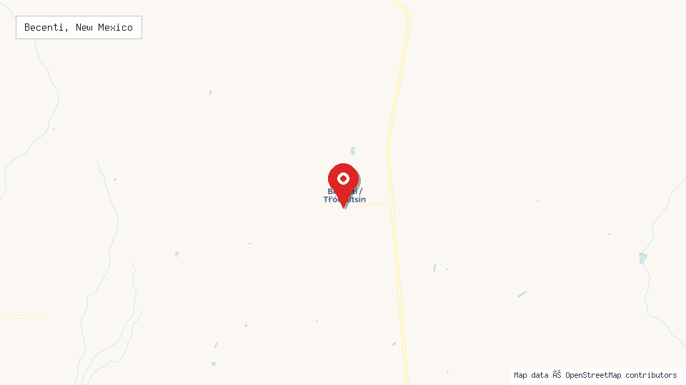 Street map of Becenti, New Mexico with location pin