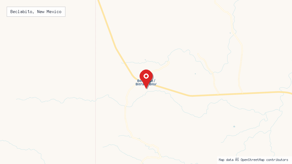 Street map of Beclabito, New Mexico with location pin