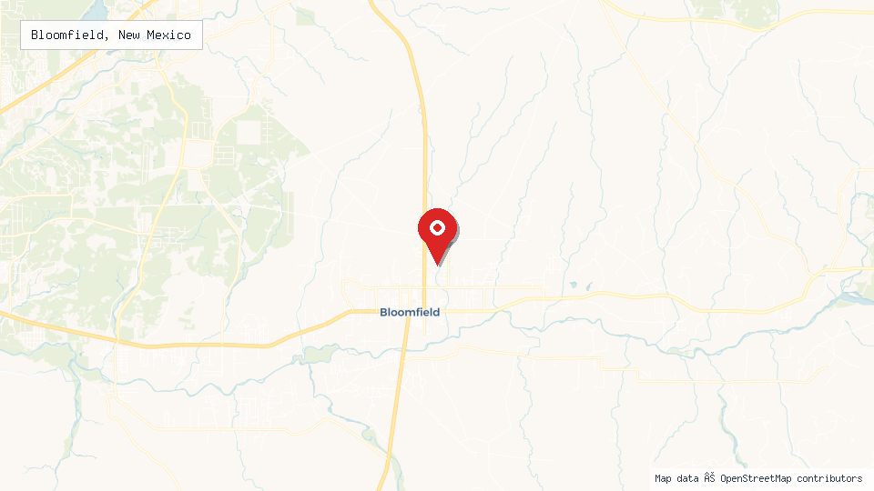 Street map of Bloomfield, New Mexico with location pin