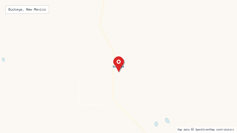 Street map of Buckeye, New Mexico with location pin