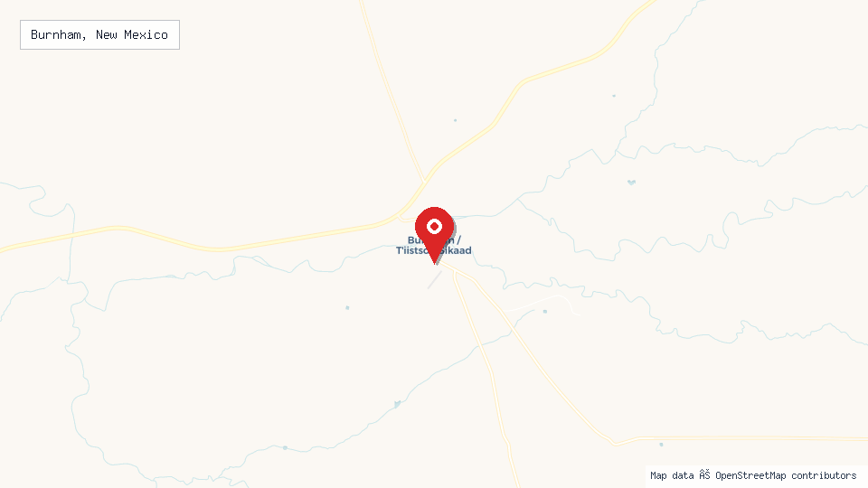 Street map of Burnham, New Mexico with location pin