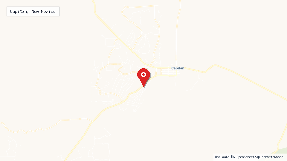 Street map of Capitan, New Mexico with location pin