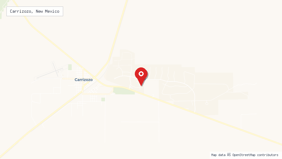 Street map of Carrizozo, New Mexico with location pin