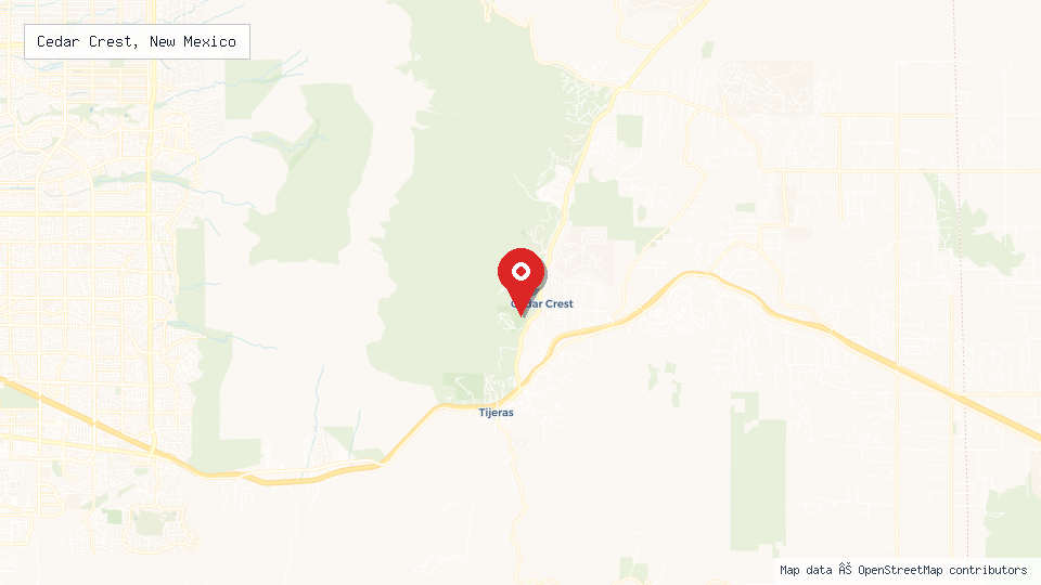 Street map of Cedar Crest, New Mexico with location pin