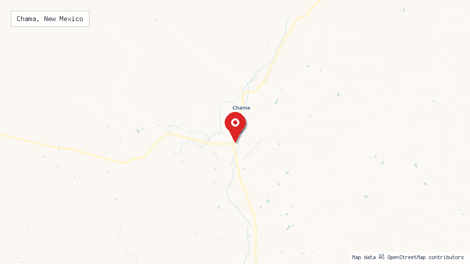 Street map of Chama, New Mexico with location pin
