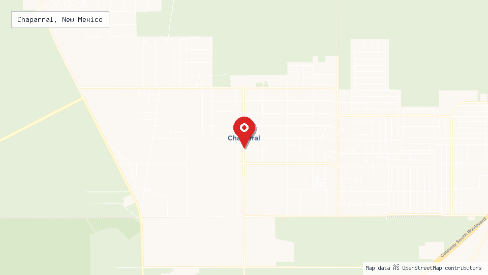 Street map of Chaparral, New Mexico with location pin