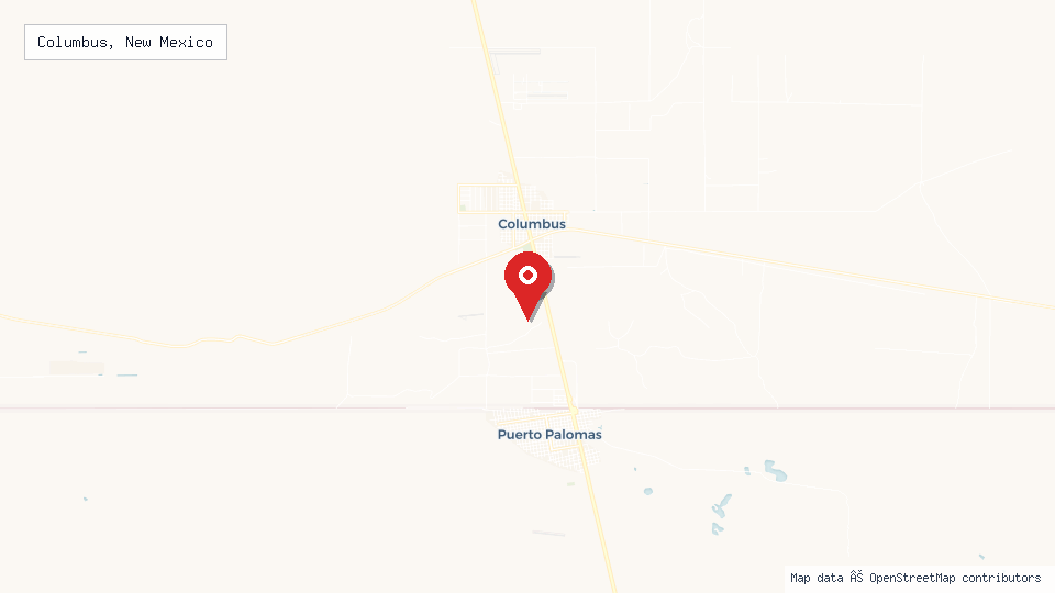Street map of Columbus, New Mexico with location pin