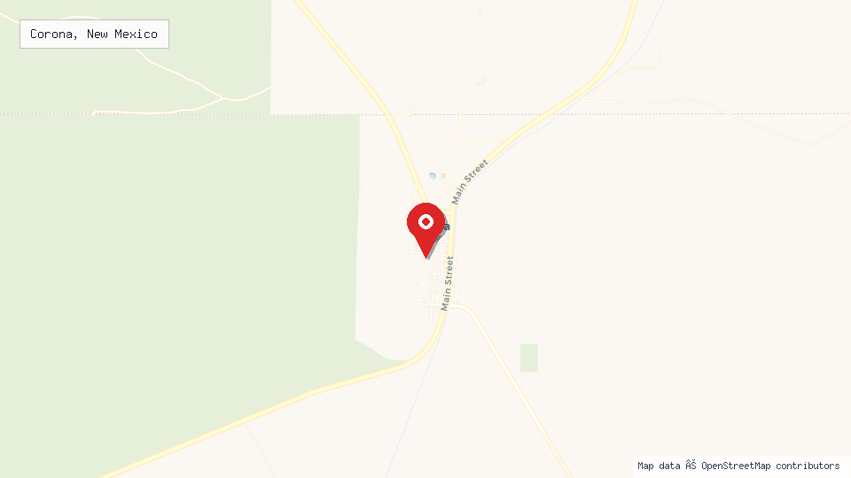 Street map of Corona, New Mexico with location pin