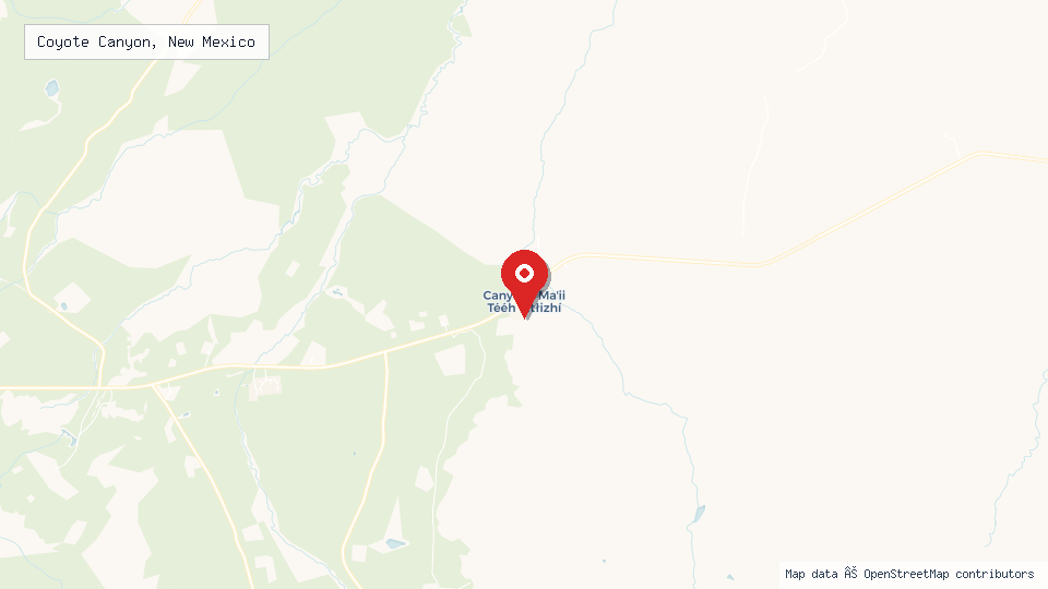 Street map of Coyote Canyon, New Mexico with location pin