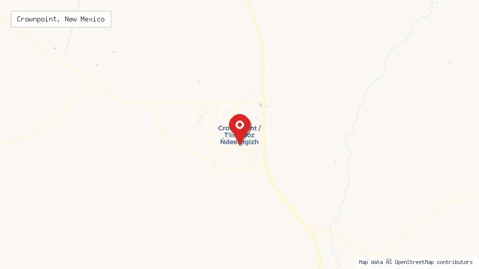 Street map of Crownpoint, New Mexico with location pin