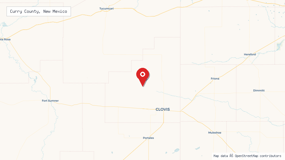 Street map of Curry County, New Mexico with location pin