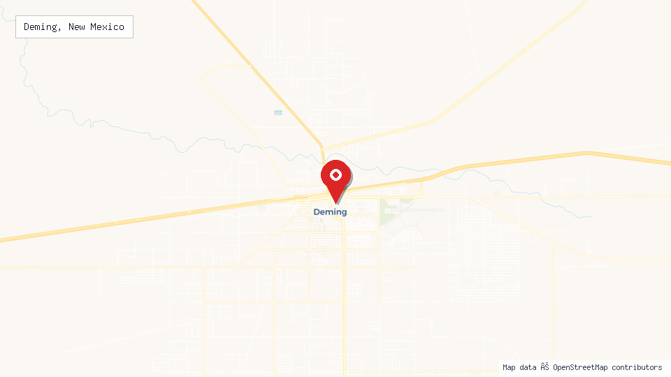 Street map of Deming, New Mexico with location pin