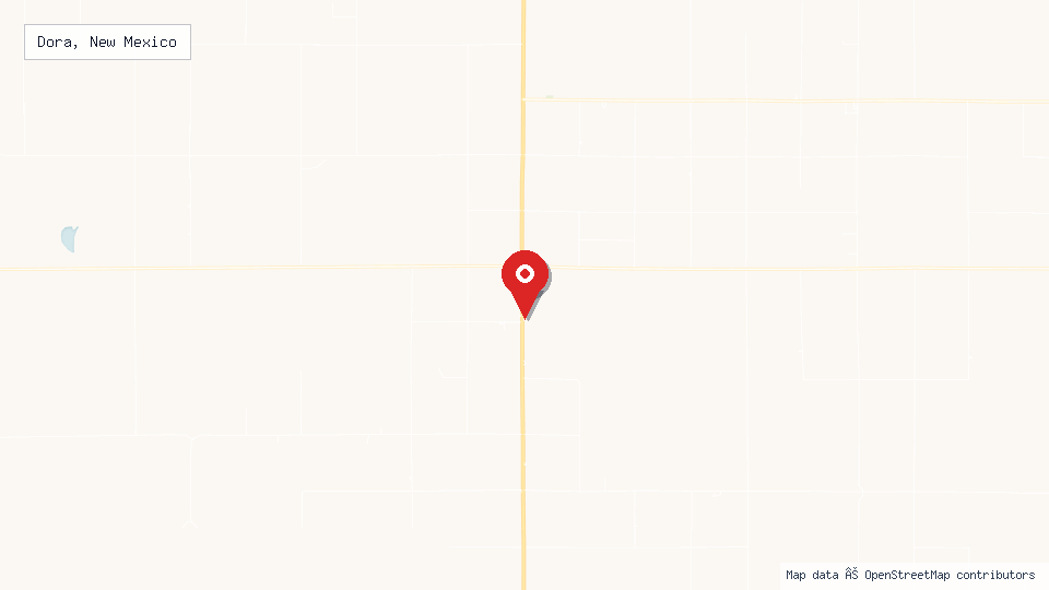 Street map of Dora, New Mexico with location pin