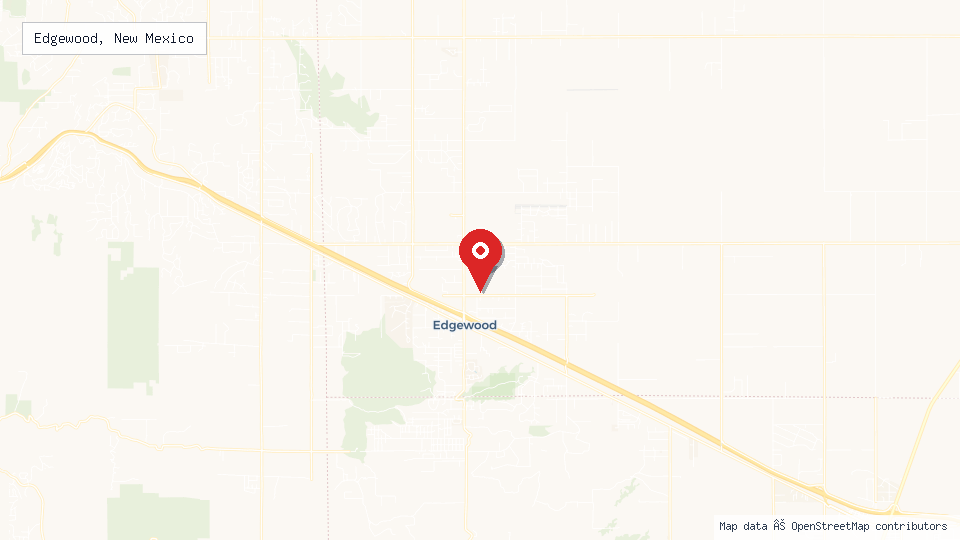 Street map of Edgewood, New Mexico with location pin
