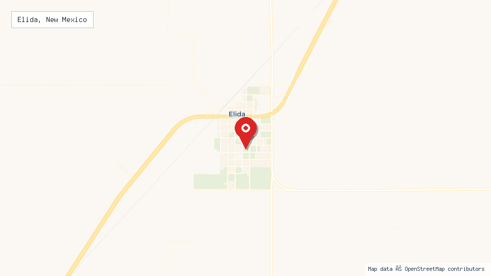 Street map of Elida, New Mexico with location pin