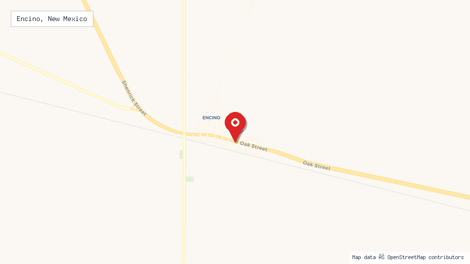 Street map of Encino, New Mexico with location pin