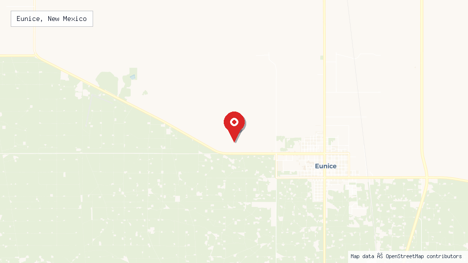 Street map of Eunice, New Mexico with location pin