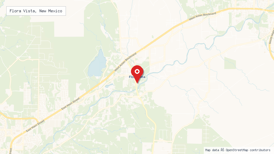 Street map of Flora Vista, New Mexico with location pin