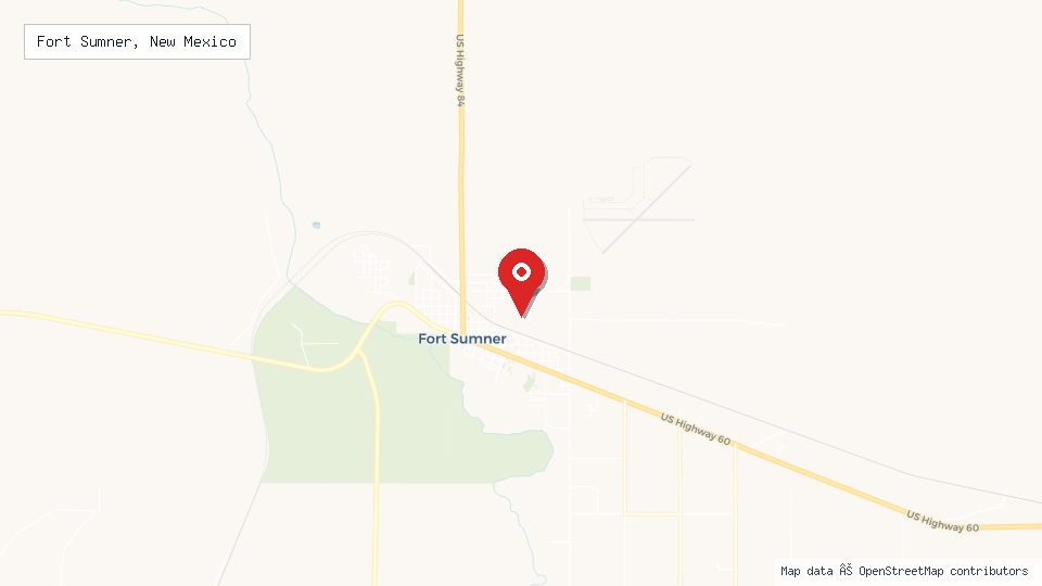 Street map of Fort Sumner, New Mexico with location pin