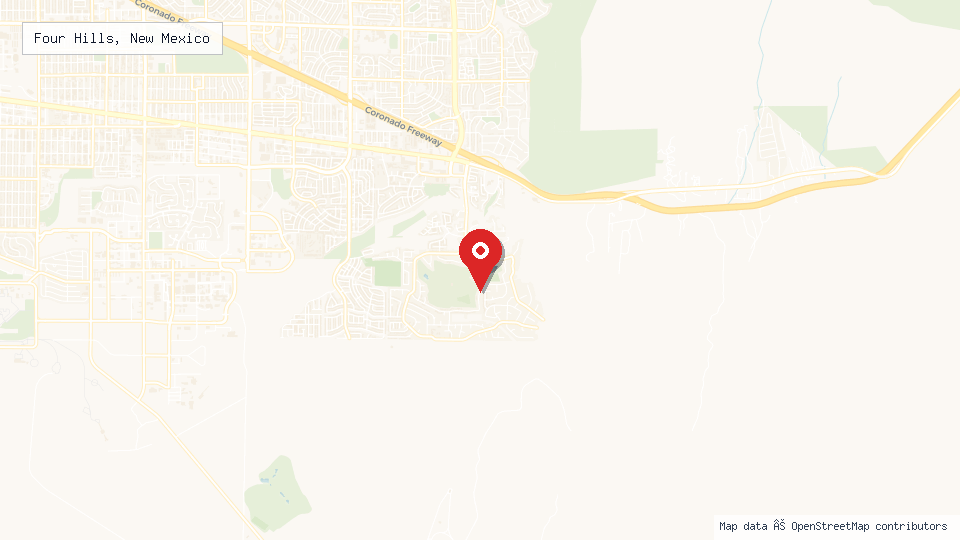 Street map of Four Hills, New Mexico with location pin