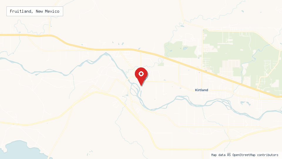 Street map of Fruitland, New Mexico with location pin