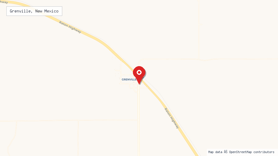 Street map of Grenville, New Mexico with location pin