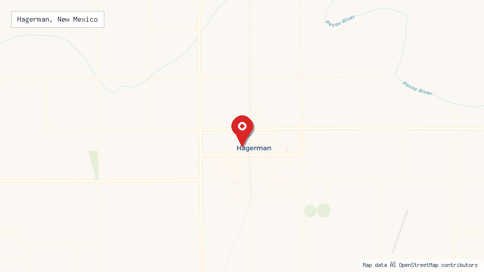 Street map of Hagerman, New Mexico with location pin