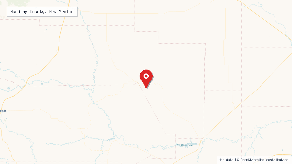 Street map of Harding County, New Mexico with location pin