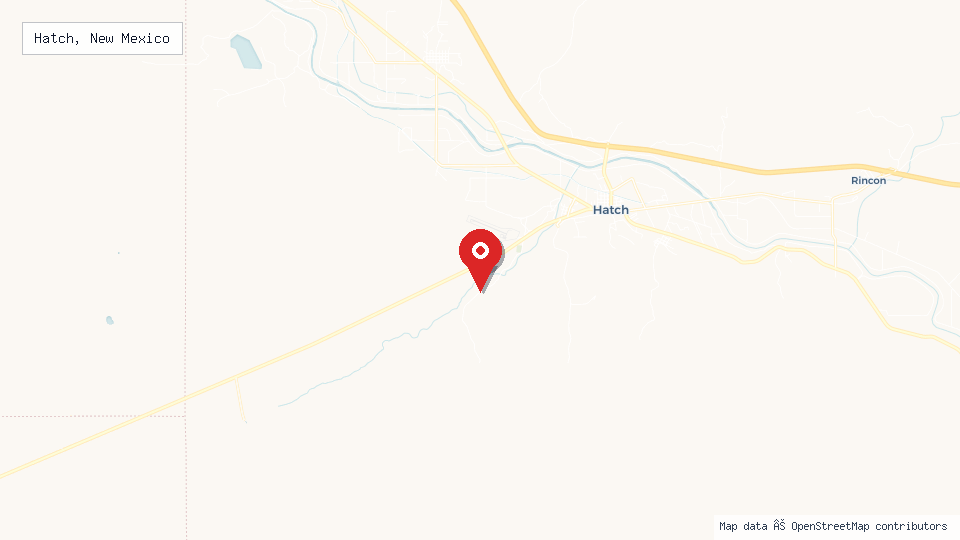 Street map of Hatch, New Mexico with location pin