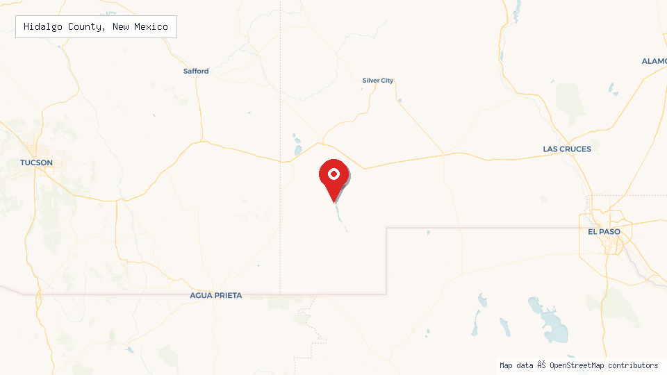 Street map of Hidalgo County, New Mexico with location pin