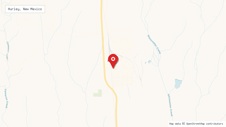 Street map of Hurley, New Mexico with location pin