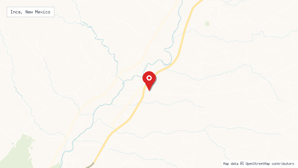 Street map of Inca, New Mexico with location pin