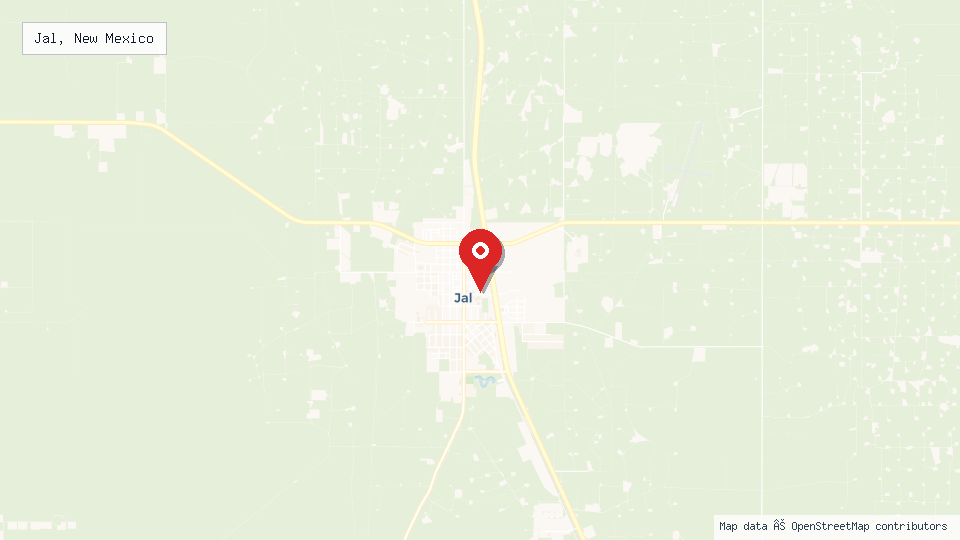 Street map of Jal, New Mexico with location pin