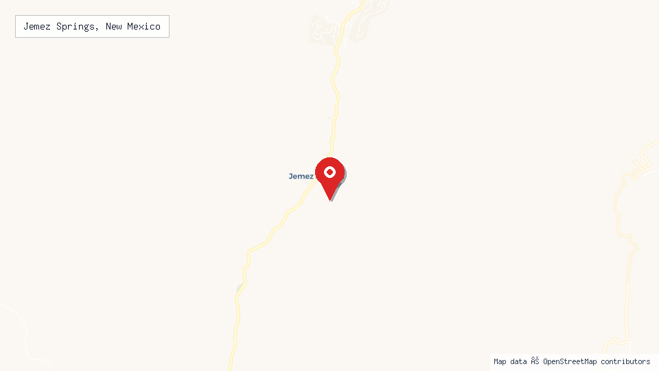 Street map of Jemez Springs, New Mexico with location pin