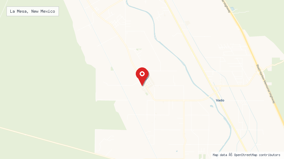 Street map of La Mesa, New Mexico with location pin