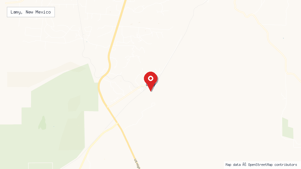 Street map of Lamy, New Mexico with location pin