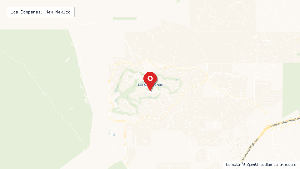Street map of Las Campanas, New Mexico with location pin