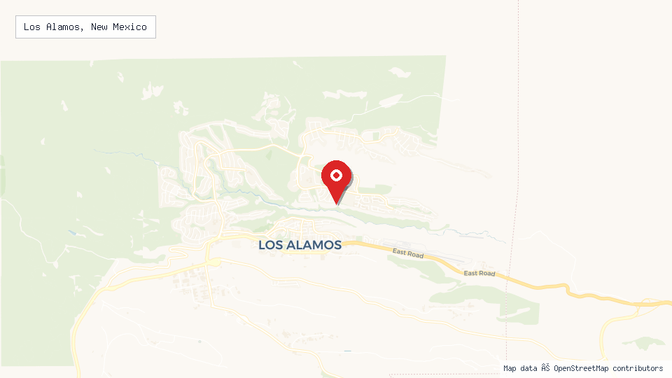 Street map of Los Alamos, New Mexico with location pin