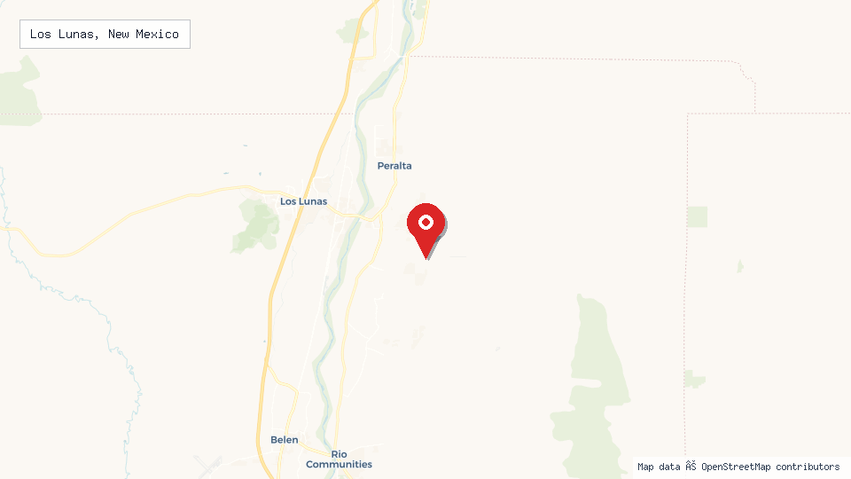 Street map of Los Lunas, New Mexico with location pin