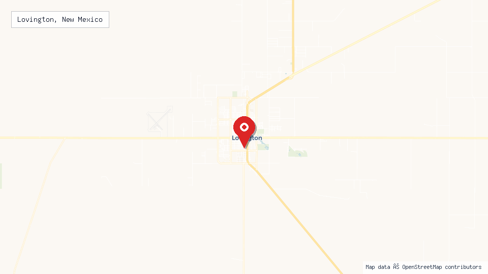 Street map of Lovington, New Mexico with location pin
