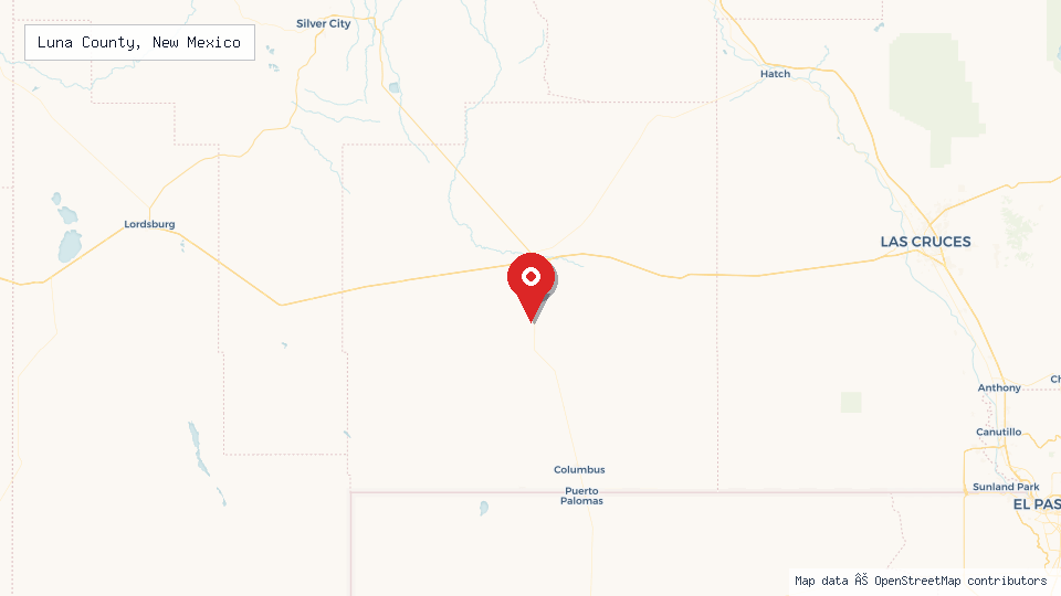 Street map of Luna County, New Mexico with location pin
