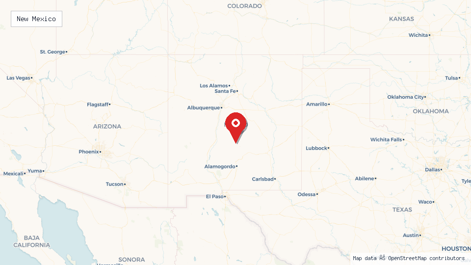 Street map of New Mexico with location pin