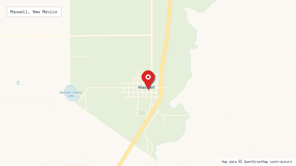 Street map of Maxwell, New Mexico with location pin